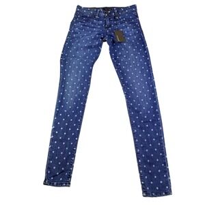 Polka Dot Skinny Jeans - Blue